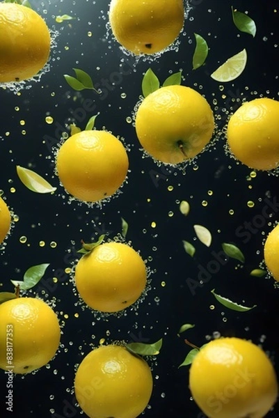 Obraz Freshly served fruit in a maximalist style with high contrast, vibrant colors and a nature-inspired aesthetic, suitable for a variety of uses and celebrations, academic attention to details