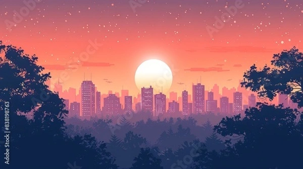 Fototapeta beutiful landscape city vector illustration