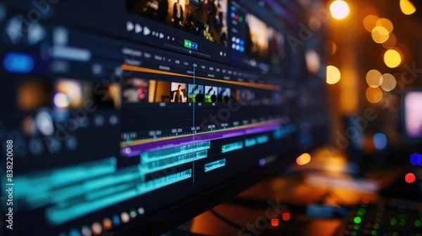 Obraz Screen capture of a video editing software interface with a timeline, showcasing the tools and features available for seamless post-production workflow