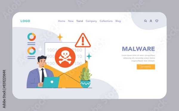 Fototapeta Digital virus threat concept. Flat vector illustration