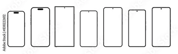 Obraz Flagship mobile phone collection. Large set of modern and up to date smartphones. Vector graphic.
