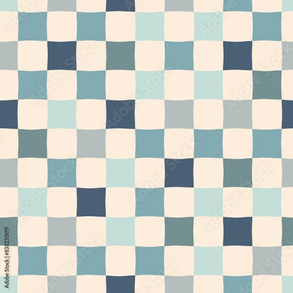 Fototapeta Seamlss vector checkered pattern. Retro chaotic colored chess board