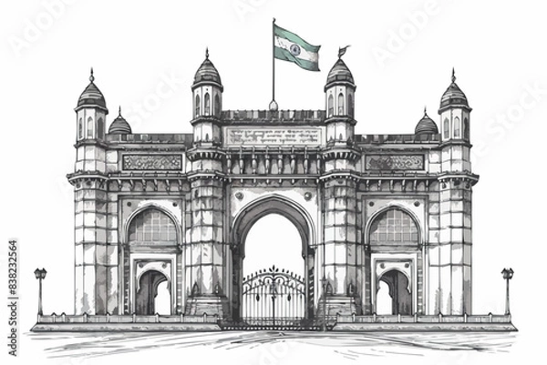 Fototapeta India gate Vector illustration of happy independence day in India celebration on August 15. vector