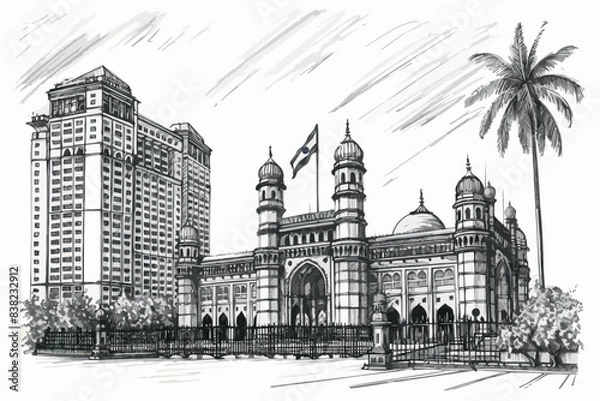 Fototapeta India gate Vector illustration of happy independence day in India celebration on August 15. vector