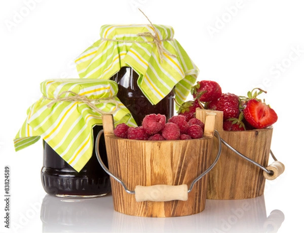 Fototapeta Strawberry and raspberry jam