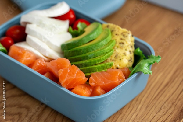 Obraz avocado, background, beans, bowl, box, broccoli, buckwheat, calcium, cheese, container, cooked, culinary, cutout, delicious, delivery, diet, dinner, dish, eat, eating, element, feta, fish, food, frenc