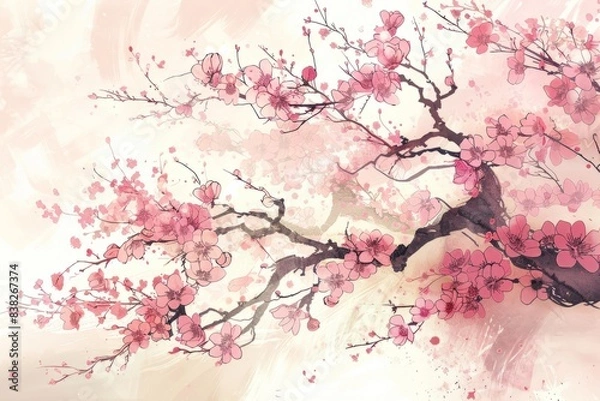 Obraz Cherry Blossoms in Bloom: A Celebration of Spring, generative ai