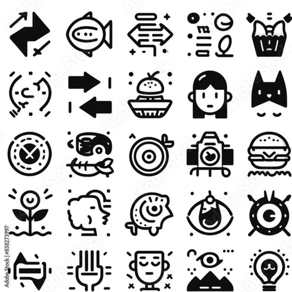 Obraz モノクロのアイコンセット