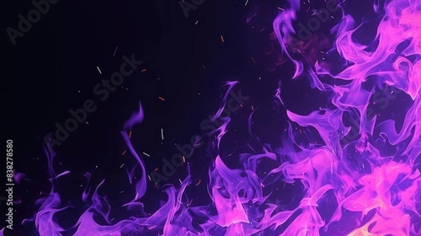 Obraz Purple flame isolated on black background 