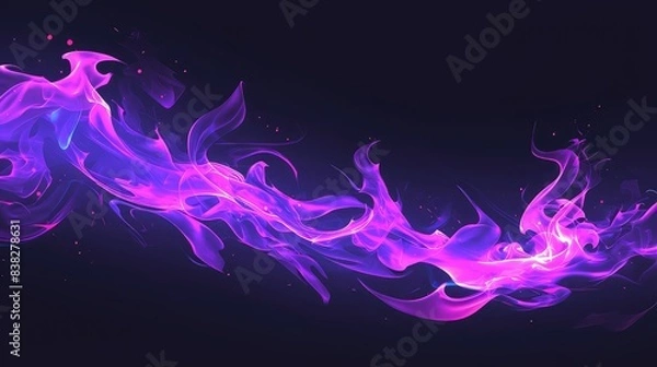 Obraz Purple flame isolated on black background 