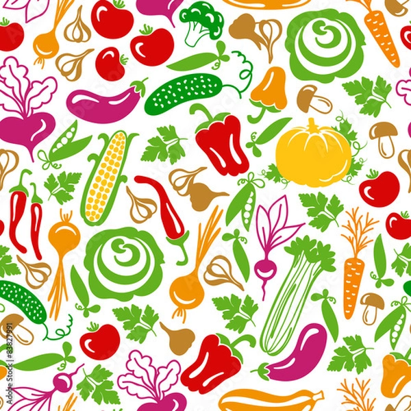 Fototapeta seamless pattern vector vegetables
