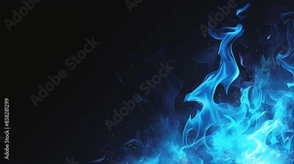 Obraz Blue flame isolated on black background