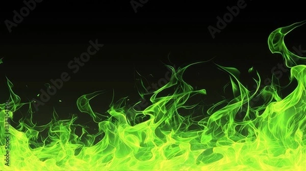 Obraz A green flame isolated on black background 