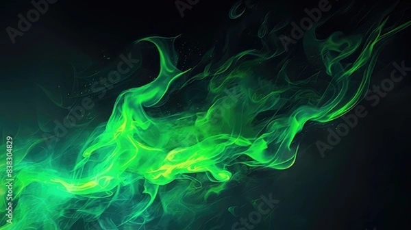 Obraz A green flame isolated on black background 