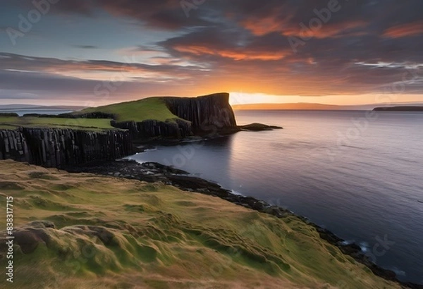 Fototapeta A view of the Island of Staffa in Scotland