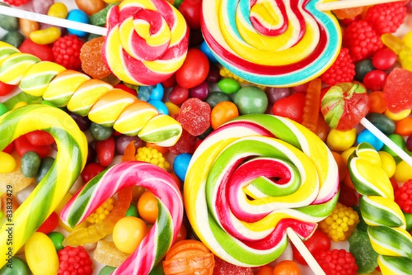 Fototapeta Different fruit candies background