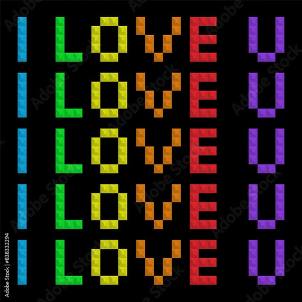 Fototapeta Colorful Blocks. Pixel art style. Colorful and black background.