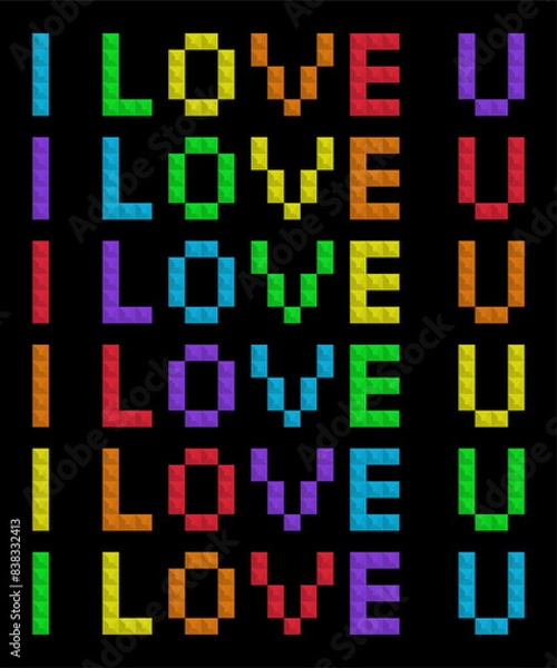 Fototapeta Colorful Blocks. Pixel art style. Colorful and black background.