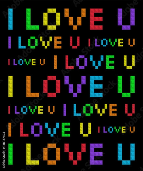 Fototapeta Colorful Blocks. Pixel art style. Colorful and black background.