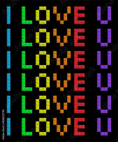 Fototapeta Colorful Blocks. Pixel art style. Colorful and black background.