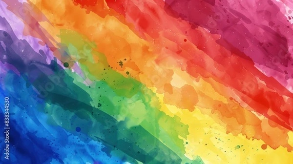 Fototapeta Rainbow flag watercolor background.LGBT Pride month texture concep