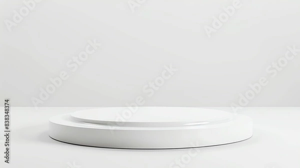Fototapeta Minimalist white podium for product display in a clean, modern setting. Ideal for showcasing items or creating design presentations.