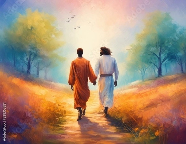 Obraz Jesus walking with a man