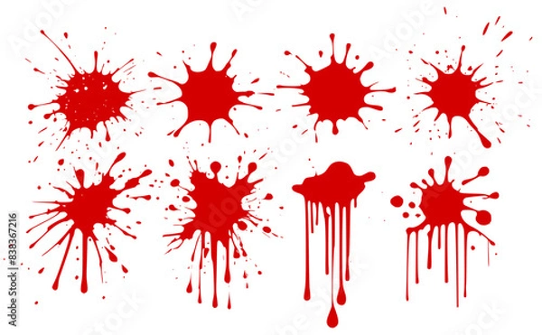 Obraz vector red blood splatters set on white background