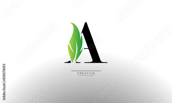 Fototapeta Letter A eco leaf logo icon design template elements. Vector color sign
