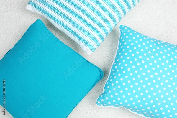 Fototapeta Decorative pillows on plaid close up