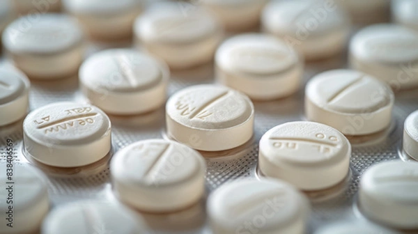 Obraz Assorted White Medication Tablets on a Smooth Surface