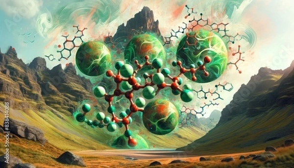 Fototapeta Testosterone Molecule in Rugged Nature Biochemical Art