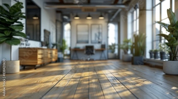 Fototapeta Modern Office Background for Video Calls Generative AI