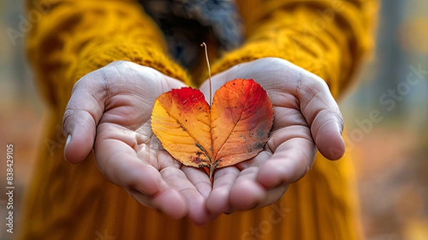 Fototapeta The person expresses gratitude, counting blessings and being thankful as hearts fill the image.