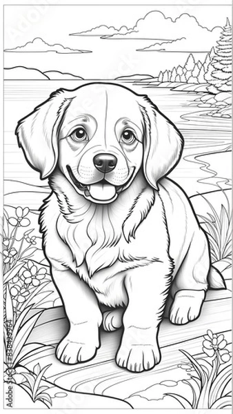 Obraz Dog, children's coloring book