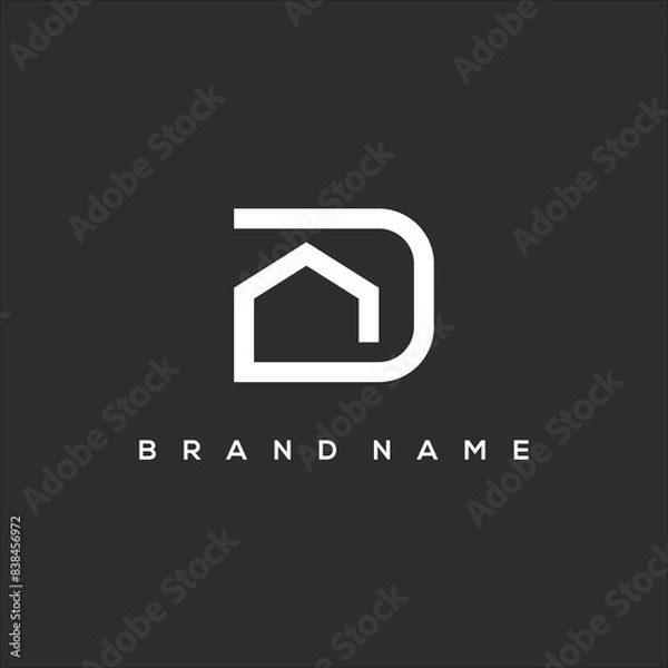 Fototapeta initial D and house logo vector