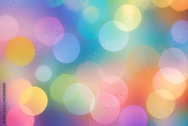 Obraz Soft blurred rainbow bokeh background. Abstract mix of rainbow colors gradient design. 