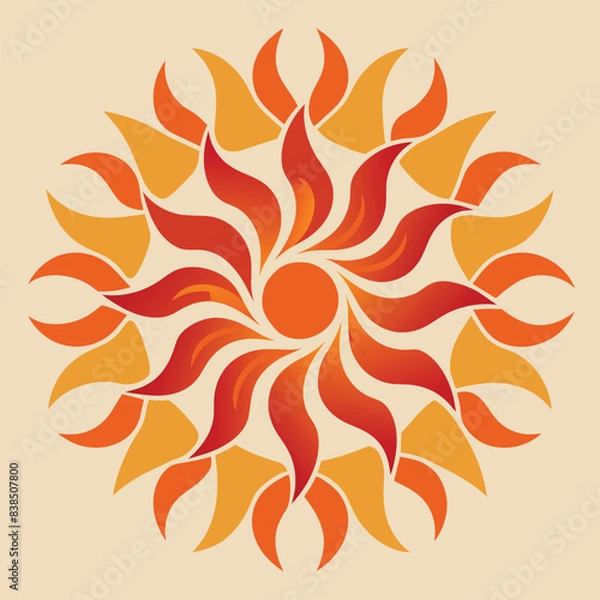 Fototapeta Vibrant Abstract Sun Design with Radiant Orange and Yellow Flames