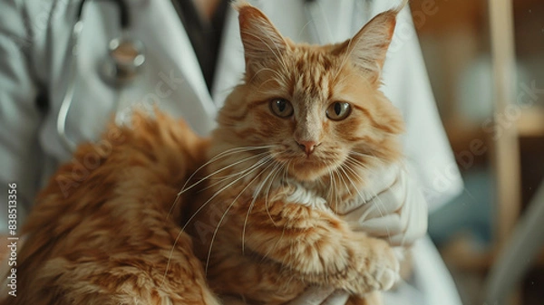 Obraz Veterinary examining cat