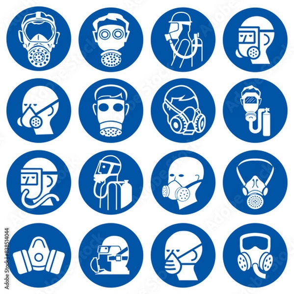 Fototapeta Face Protection Set Symbol Sign,Vector Illustration, Isolated On White Background Label. EPS10