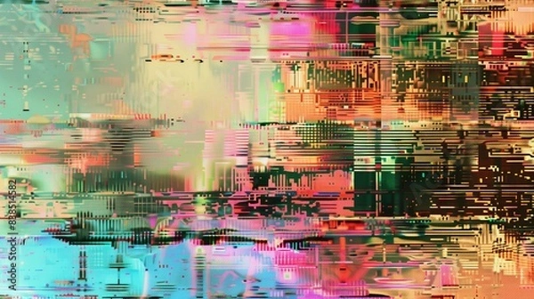 Fototapeta Error Signal Glitched Data Background