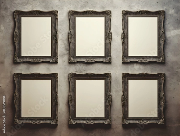 Fototapeta Photo Frame design, Vintage and antique picture frame, Photo frame album mockup, photo frame on wall