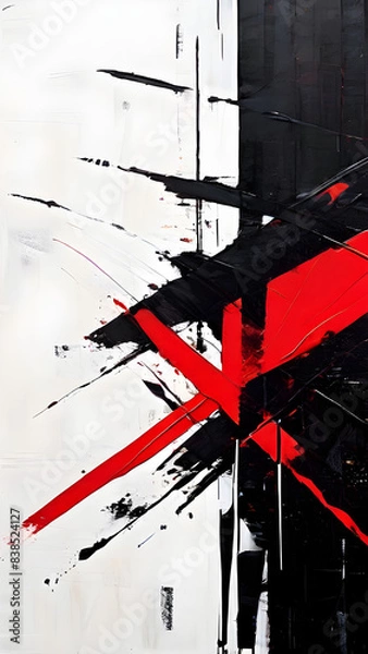 Fototapeta red, black  and white abstraction