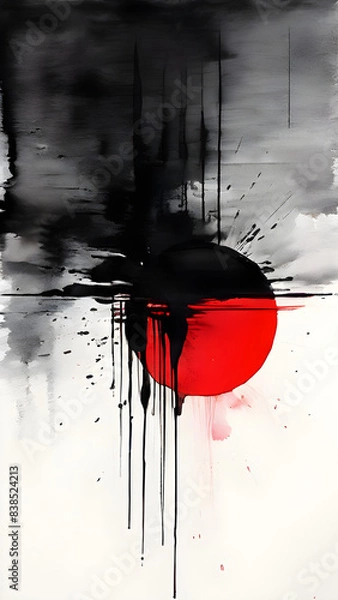 Obraz red and black paint dripping