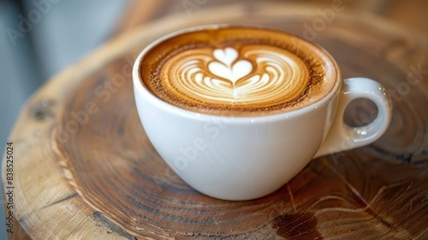 Fototapeta A simple yet inviting image of hot coffee in a white cup