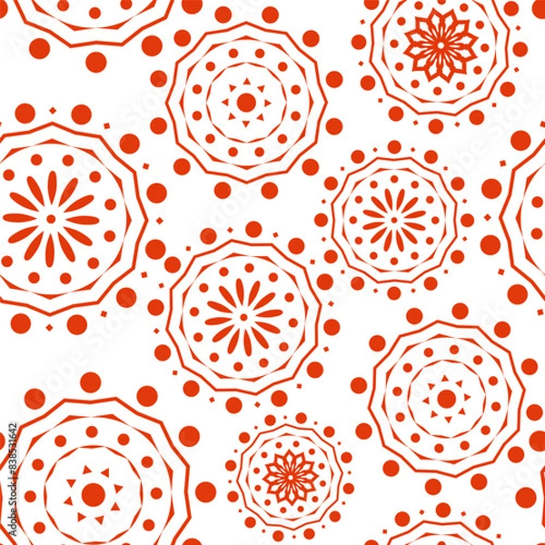 Fototapeta Vector. Perforated geometric patterns Papel Picado pattern. Hispanic Heritage Month. Polygonal seamless pattern for poster, cover, social network; for textiles, wallpaper, packaging, wrapping paper.