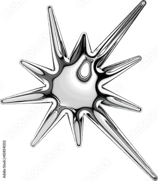 Fototapeta Y2K Metallic Chrome 2000s Retro Vintage PNG Graphic Element 
