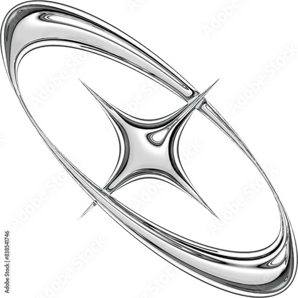 Fototapeta Y2K Metallic Chrome 2000s Retro Vintage PNG Graphic Element 