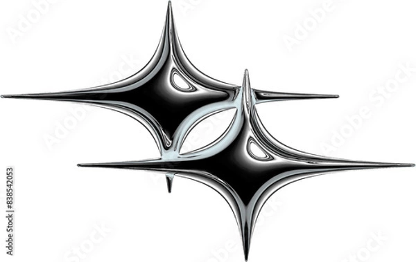 Fototapeta Y2K Metallic Chrome 2000s Retro Vintage PNG Graphic Element 