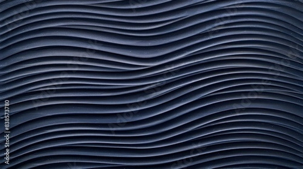 Fototapeta Fine and delicate lines etched into a dark blue tread plate creating a wavelike pattern reminiscent of ocean waves
